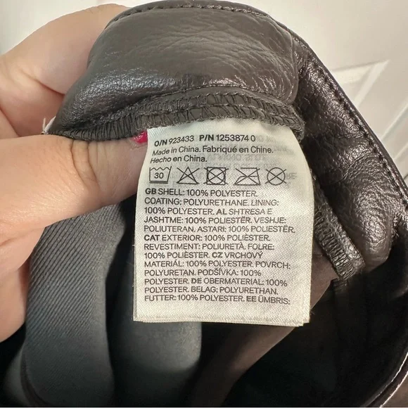 H&M Edition (2) Chocolate Brown Coated Leather Look Skirt- A Line Midi Length - Picture 8 of 9